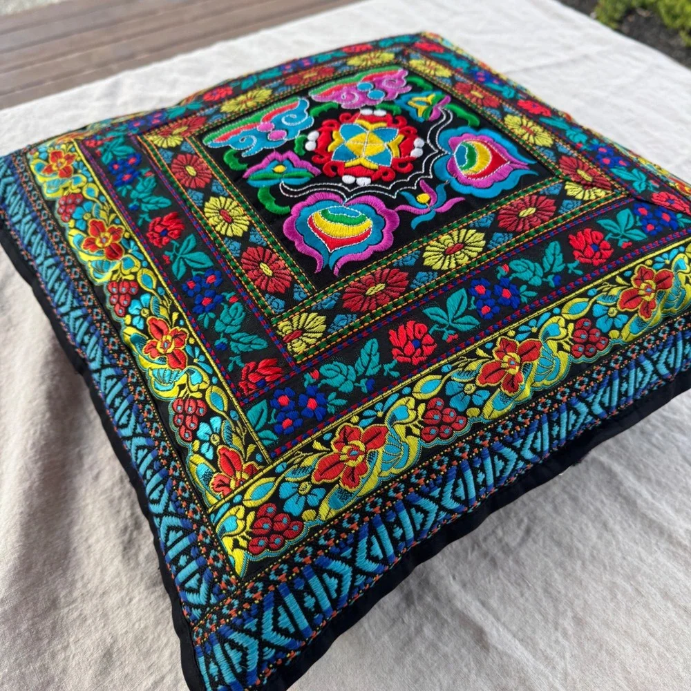 Vintage Miao Hmong Embroidered Pillow 17